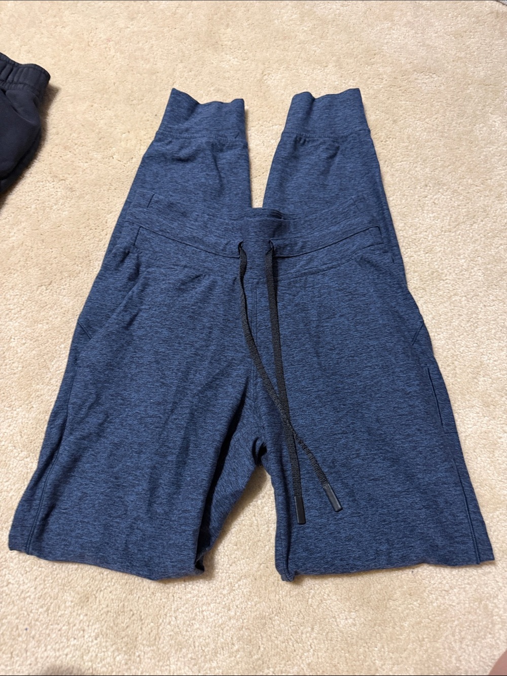 lululemon athletica Navy Heather Track Jogger Shorts with Drawstring